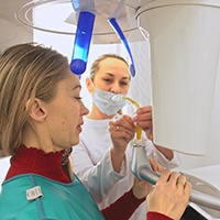 Patient being prepared to undergo cone beam scan